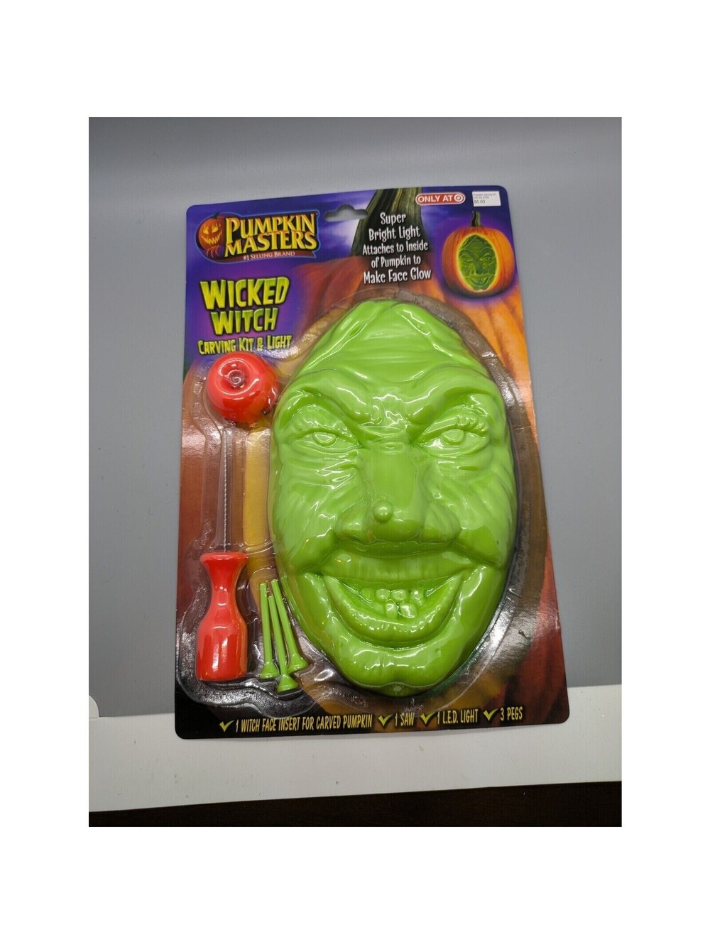 Wicked Witch Pumpkin Carving Kit Lighted Masters With Light Green Face Halloween